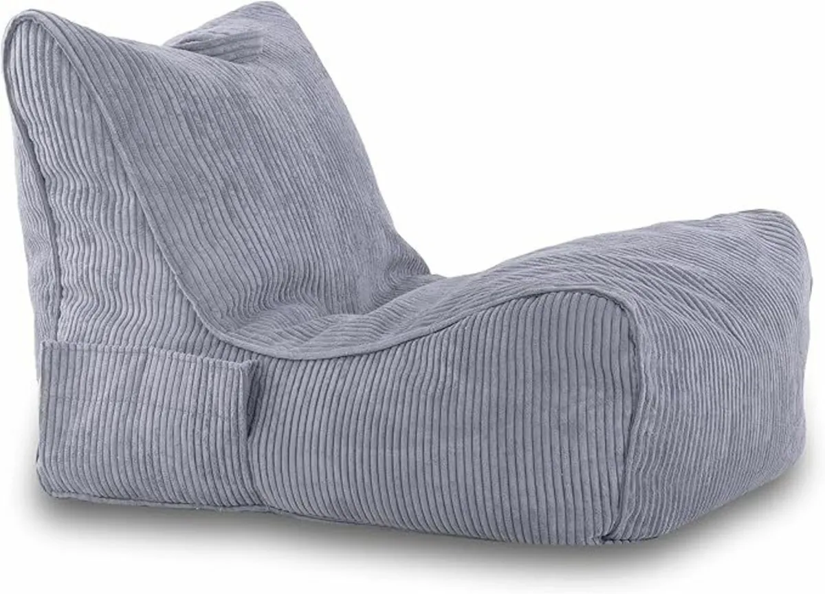 Corduroy Bean Bag Chair with Handle & Pocket – Mod - Image 2