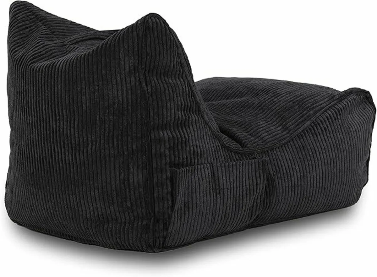Corduroy Bean Bag Chair with Handle & Pocket – Mod - Image 3