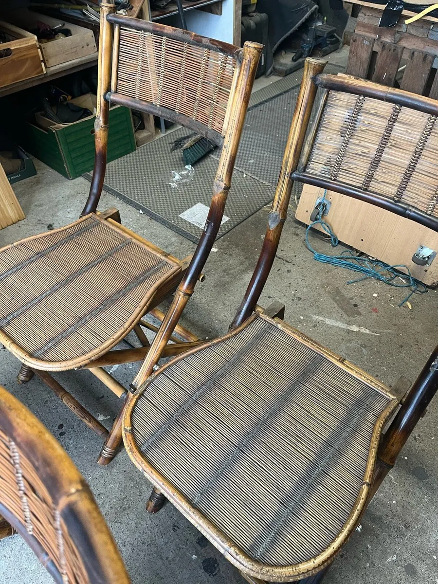 4 Folding Bamboo and Wicker garden or conservatory - Image 1