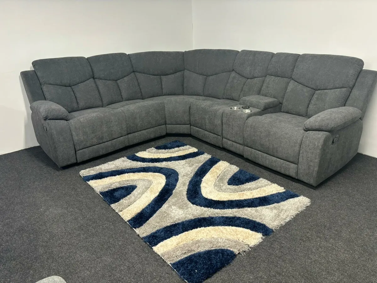 Wireless Charging Fabric Recliner Roma Sofas" - Image 1