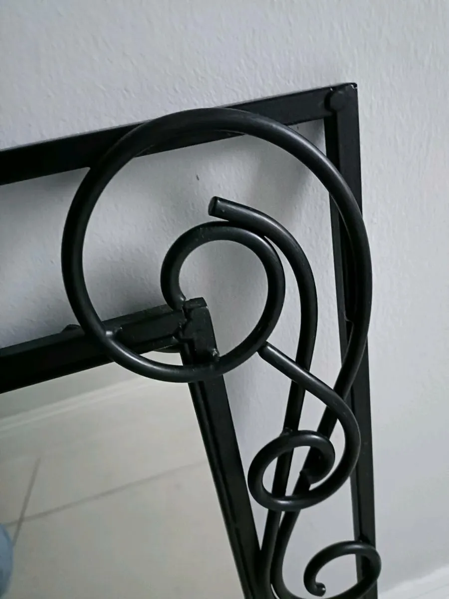 Mirror Set of 3 Black Wrought Iron - Image 4