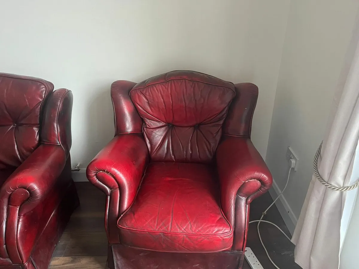 Leather suite of furniture- 3 seater + armchair - Image 2