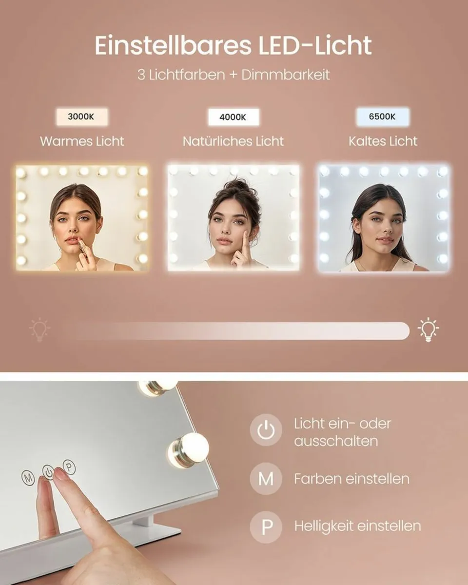 Hollywood make-up mirror magnifying with lighting - Image 2