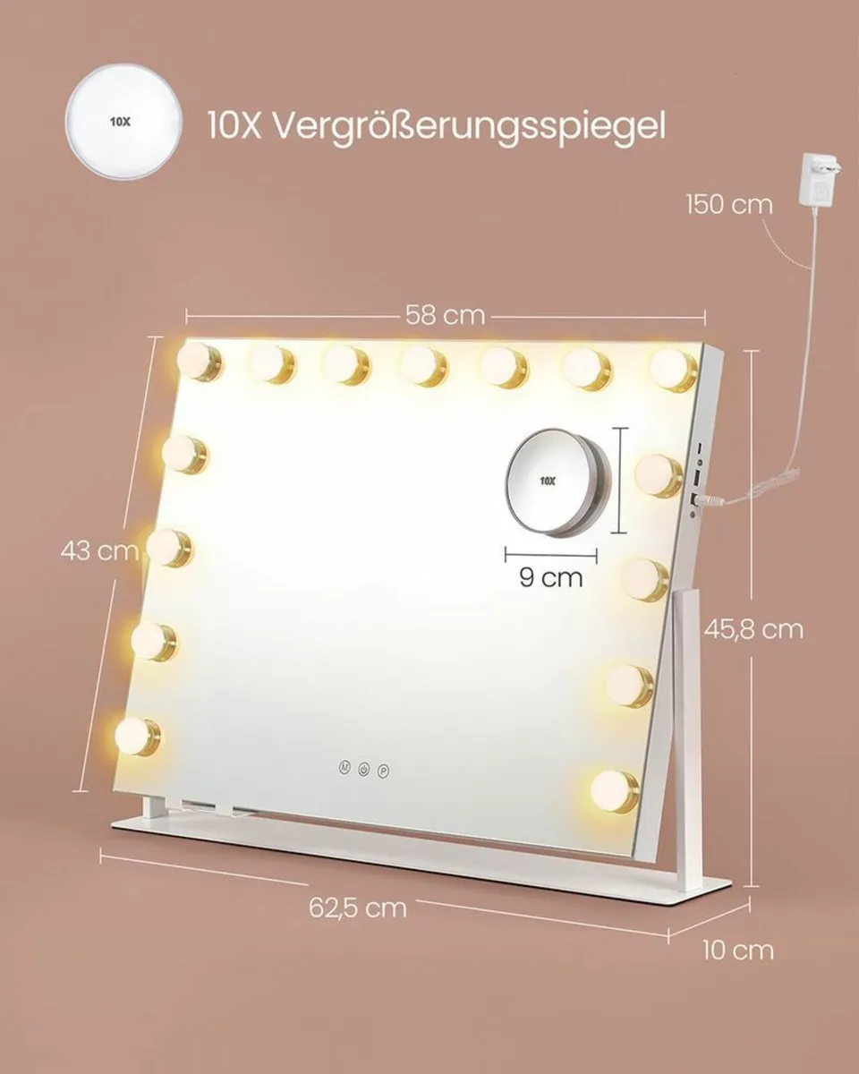 Hollywood make-up mirror magnifying with lighting - Image 3