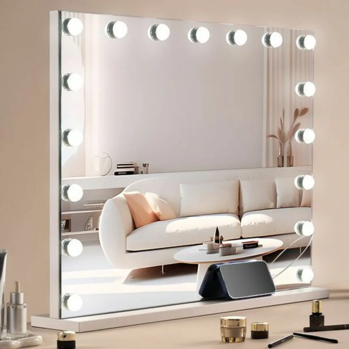 Large Hollywood Vanity Mirror With Lights w/ USB T - Image 1