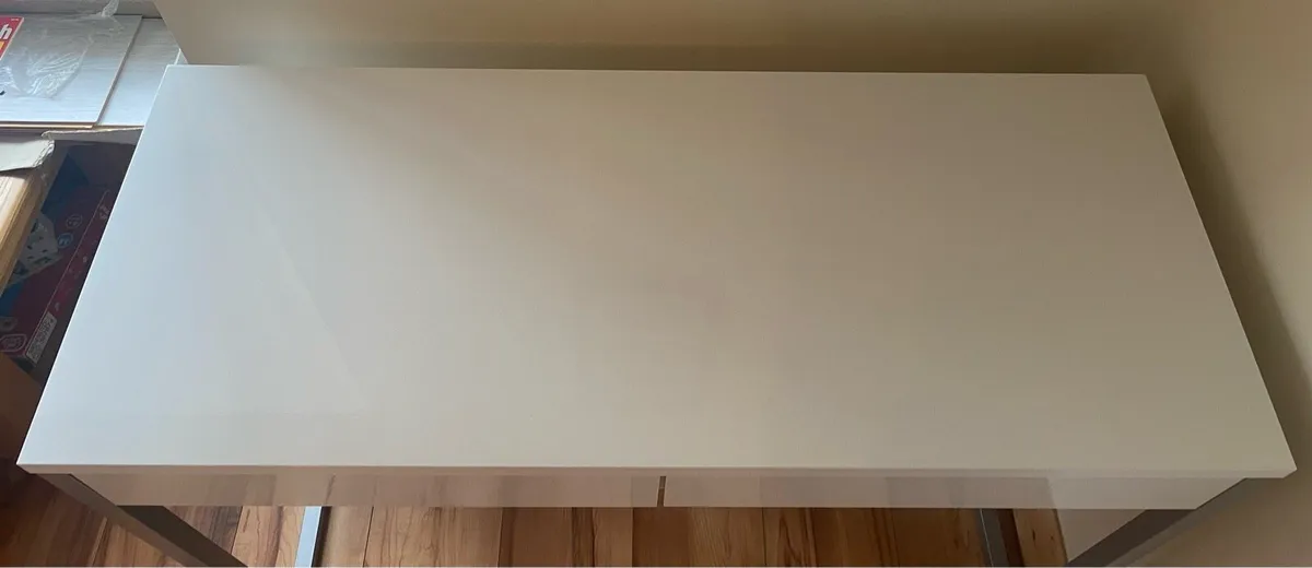 Modern Glossy White Desk - Image 3