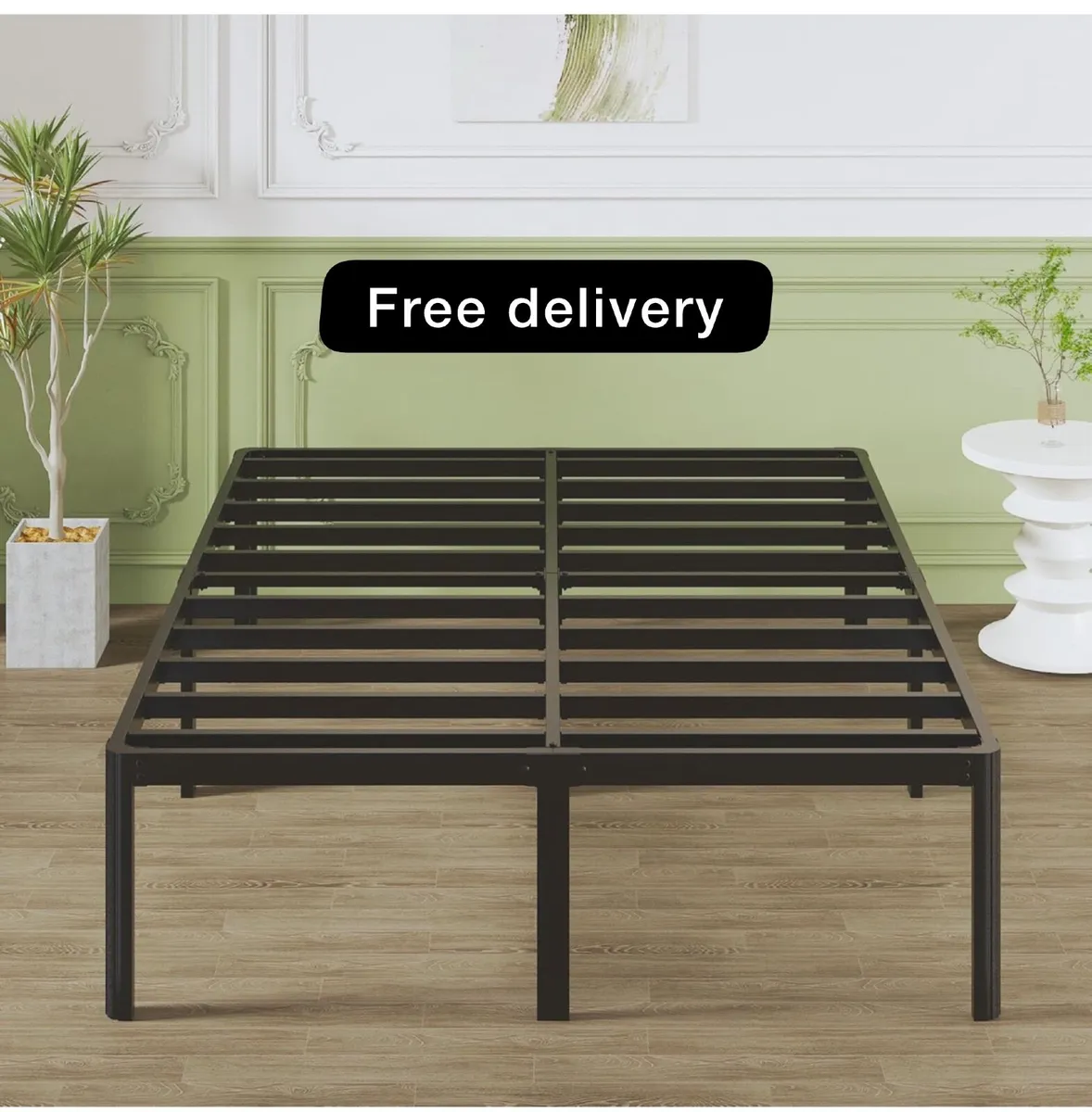 High Double Bed Frame 4ft6 with Rounded Corner Leg - Image 1