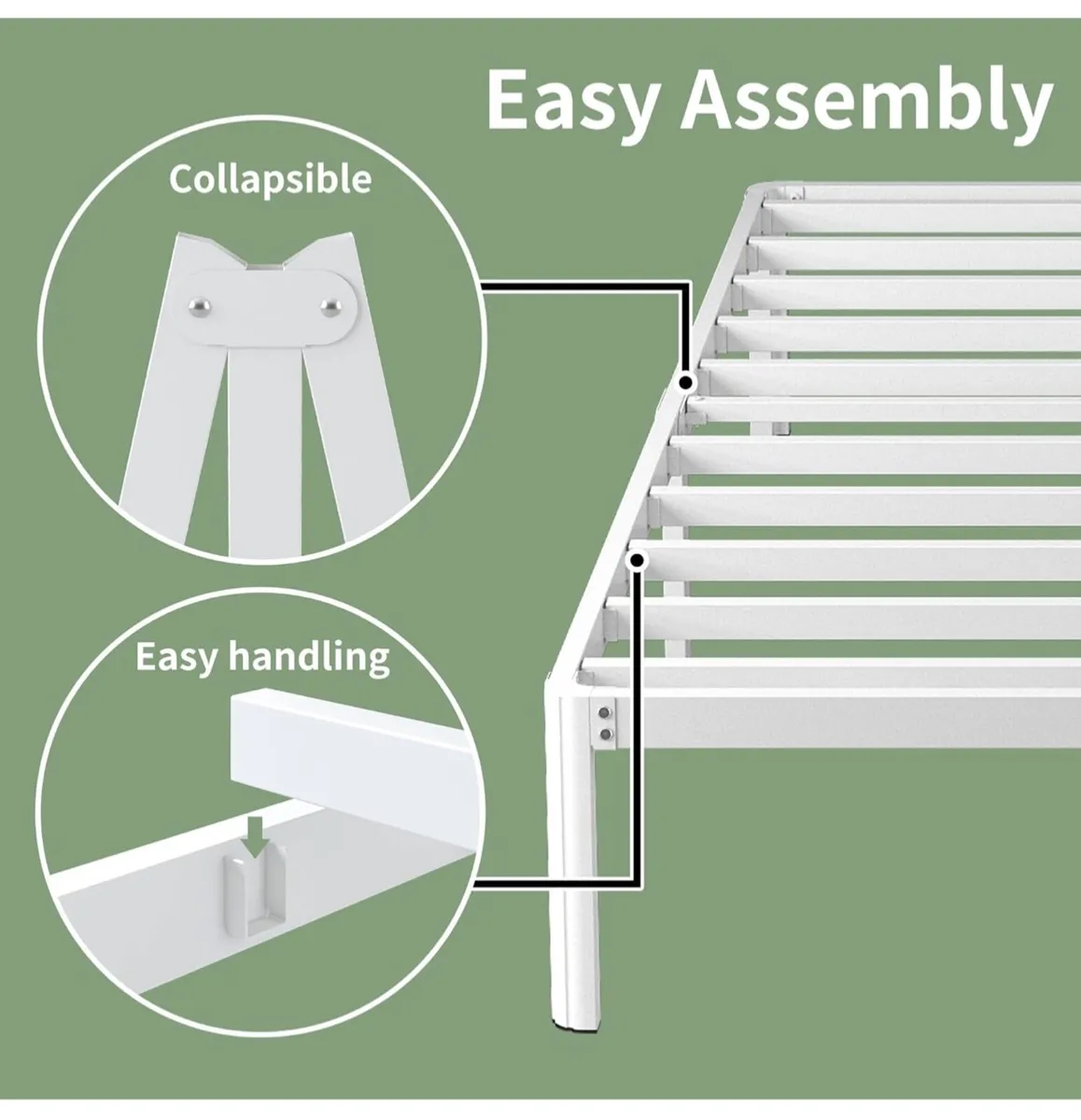 High White Double Bed Frame 4ft 6 with Rounded Cor - Image 3
