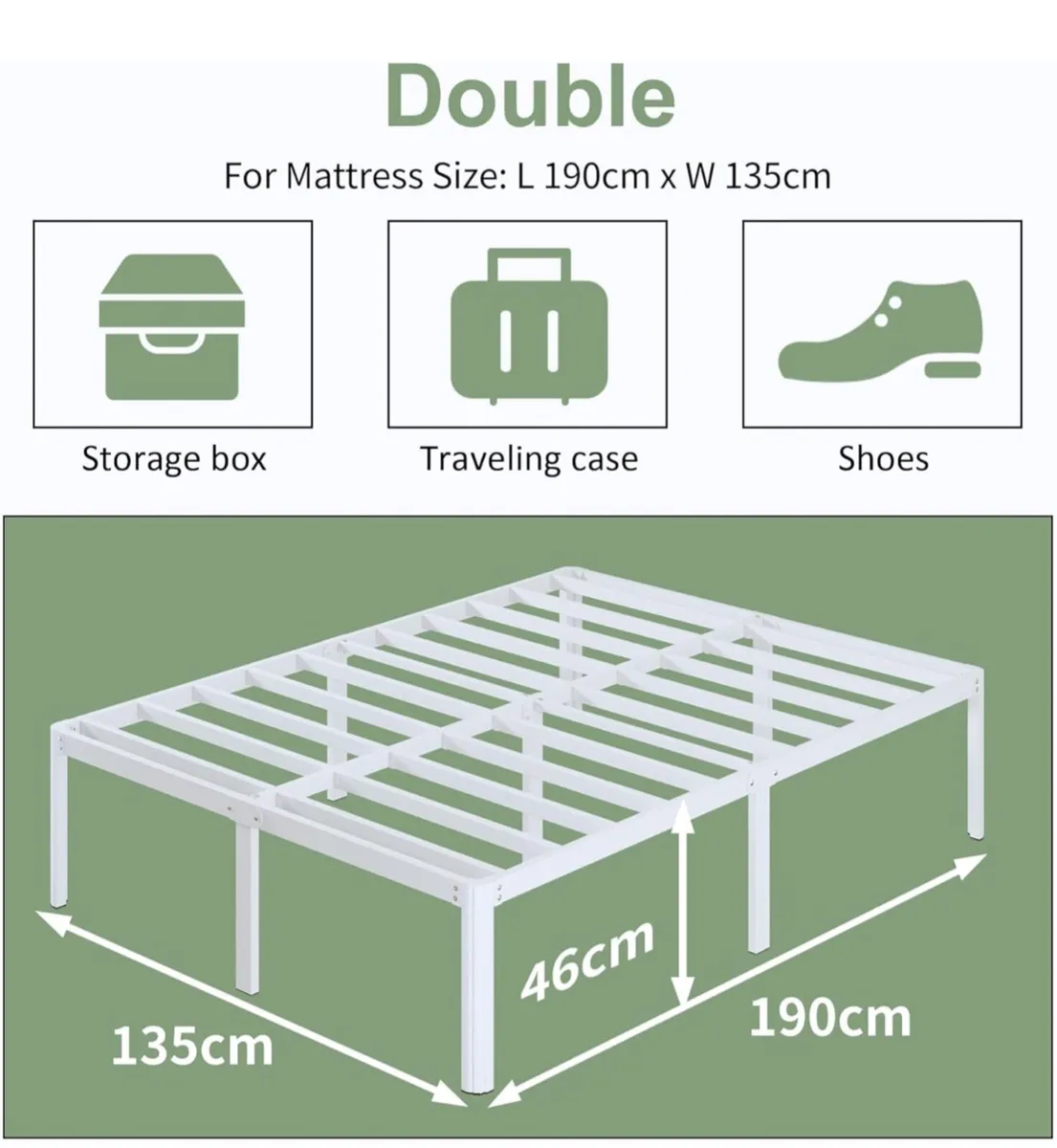 High White Double Bed Frame 4ft 6 with Rounded Cor - Image 1
