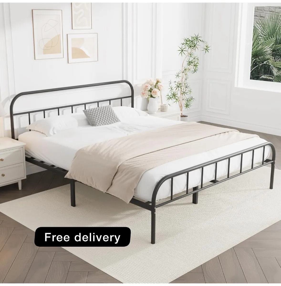 Double Metal Bed Frame with Large Storage Space - Image 1
