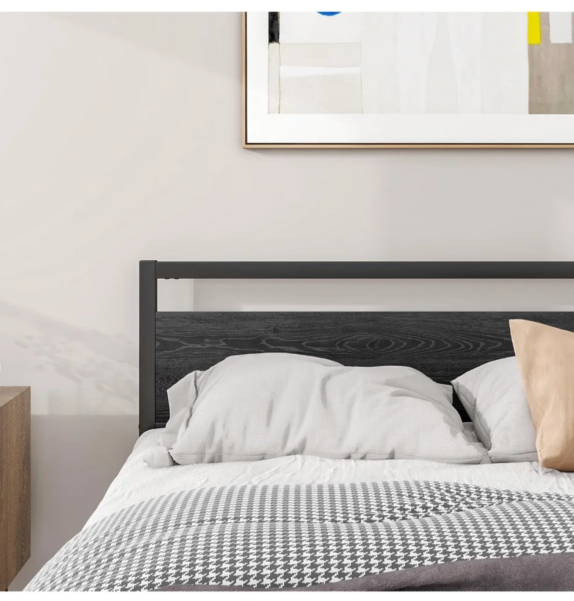 4ft6 Double Bed Frames with Wood Headboard,Heavy D - Image 4