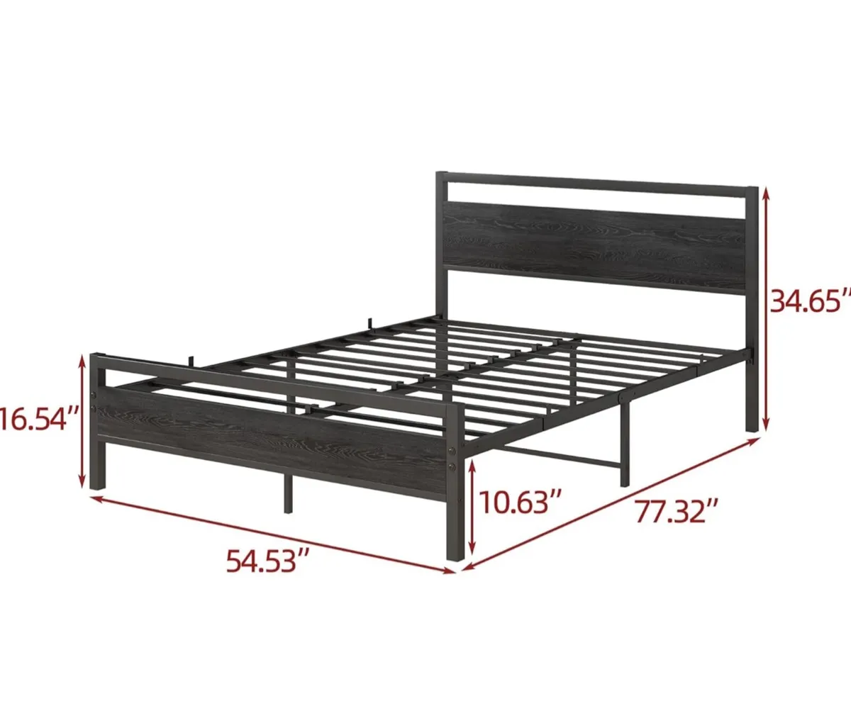 4ft6 Double Bed Frames with Wood Headboard,Heavy D - Image 2