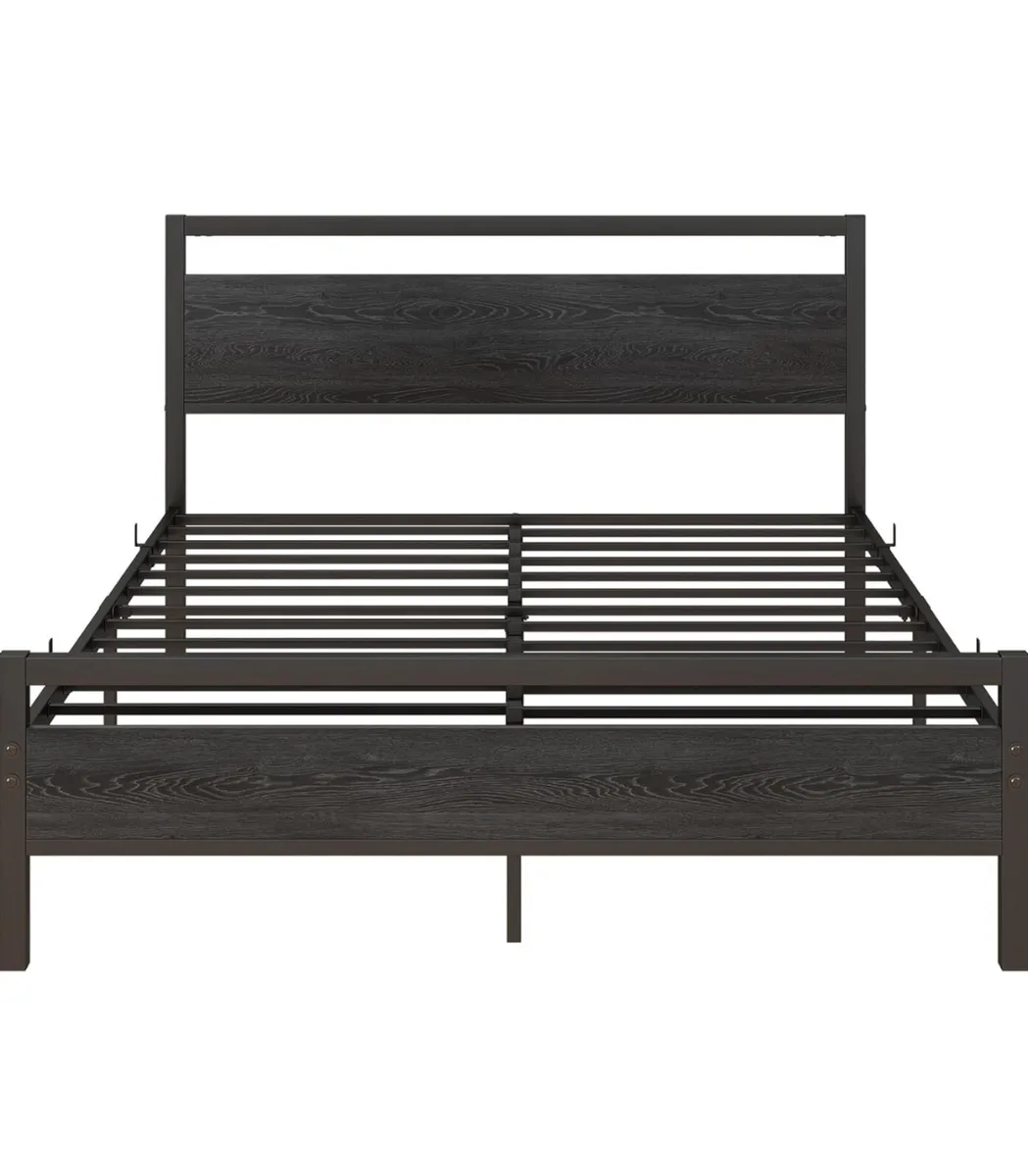 4ft6 Double Bed Frames with Wood Headboard,Heavy D - Image 3