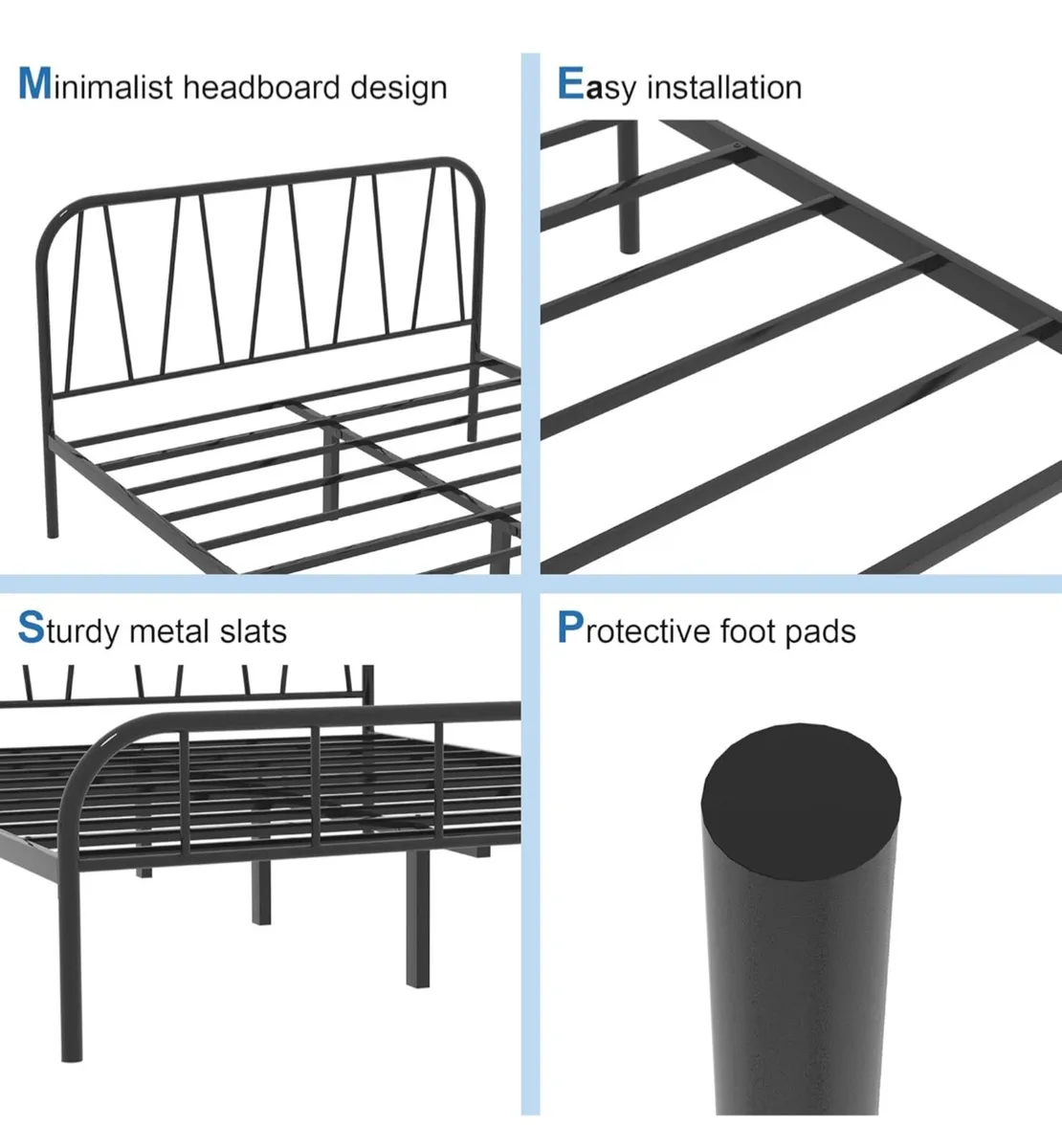 Double Bed Frame, Solid Metal Bed Frame, Modern Pl - Image 2
