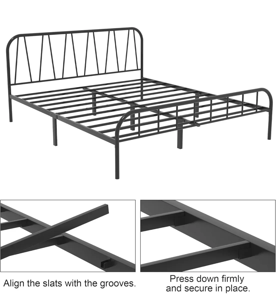 Double Bed Frame, Solid Metal Bed Frame, Modern Pl - Image 3