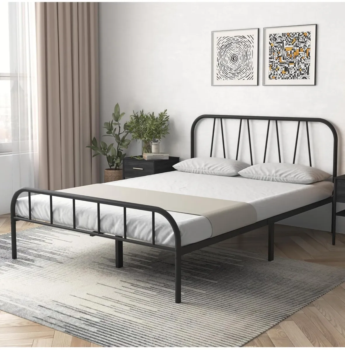 Double Bed Frame, Solid Metal Bed Frame, Modern Pl - Image 1