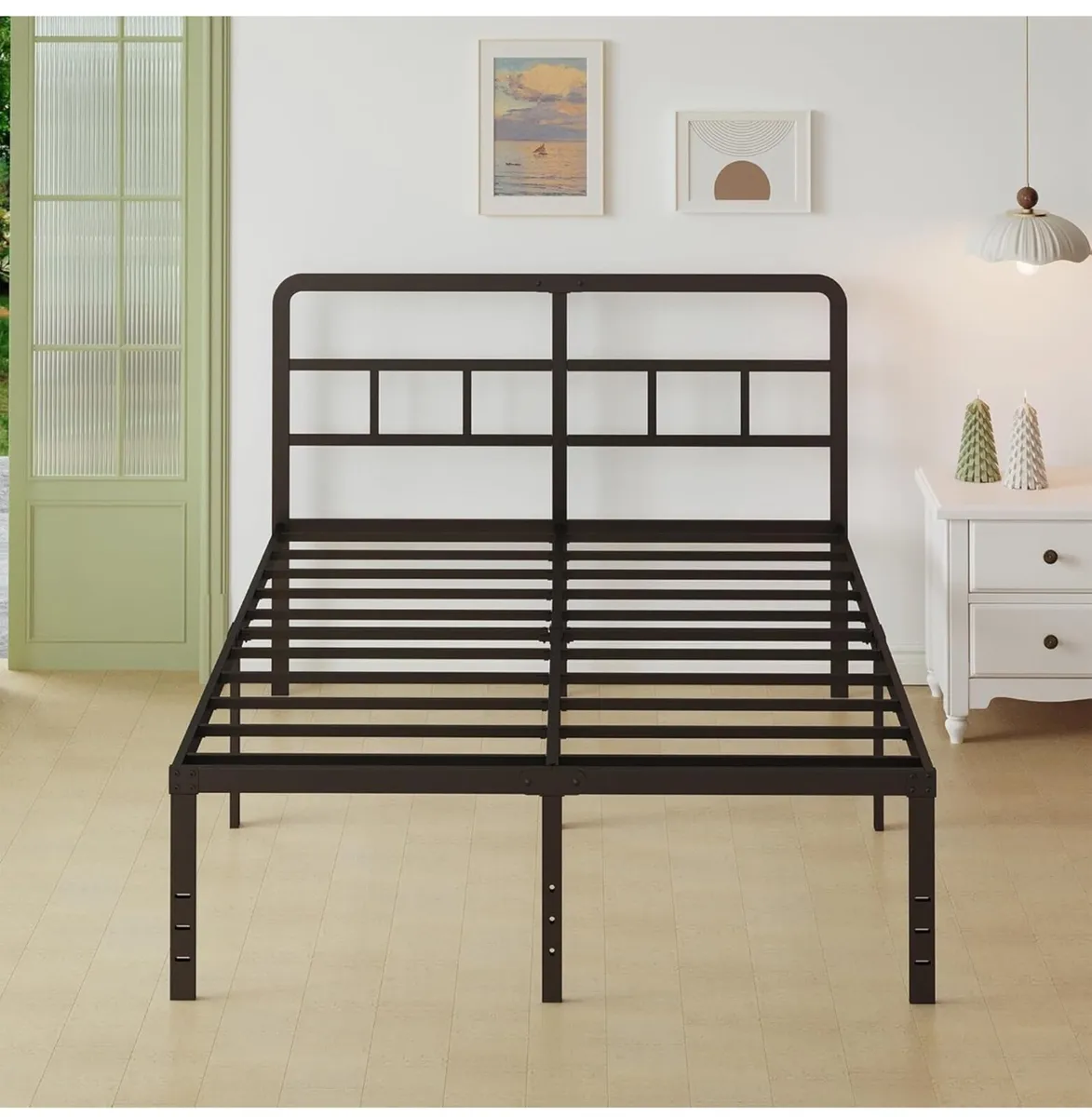 Black Double Bed Frame 4ft 6 with Curved Headboard - Image 2