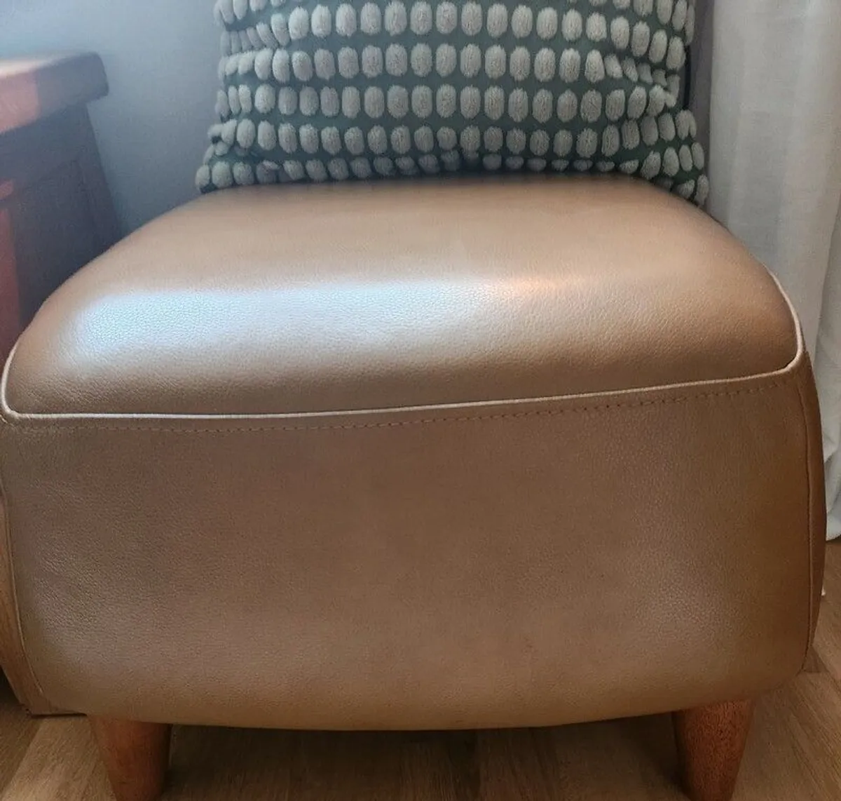 selling half price sofa armchair and poofe top lea - Image 4