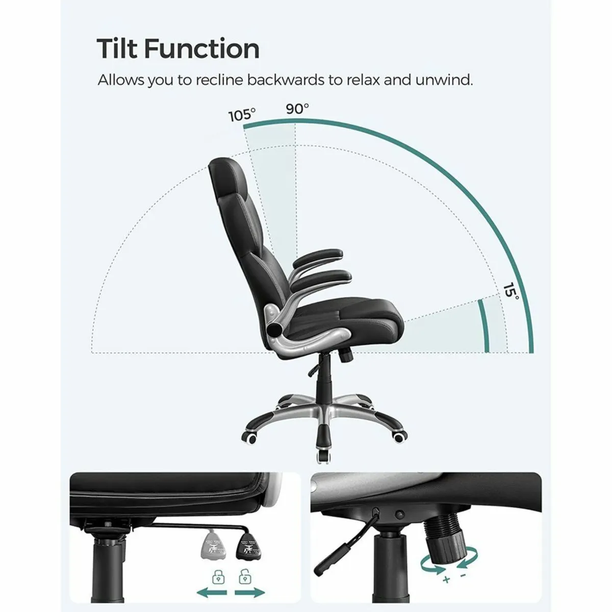 Office chair, ergonomic swivel chair, with folding - Image 2