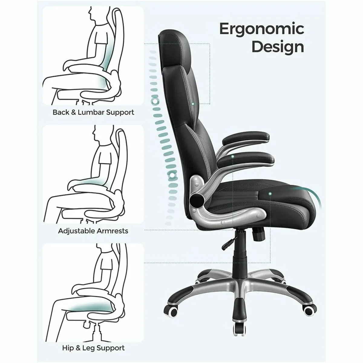 Office chair, ergonomic swivel chair, with folding - Image 4