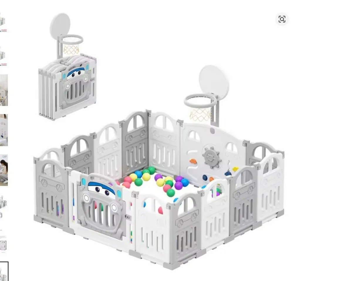 Large Foldable Baby Playpen Safe Plastic with Hoop - Image 1