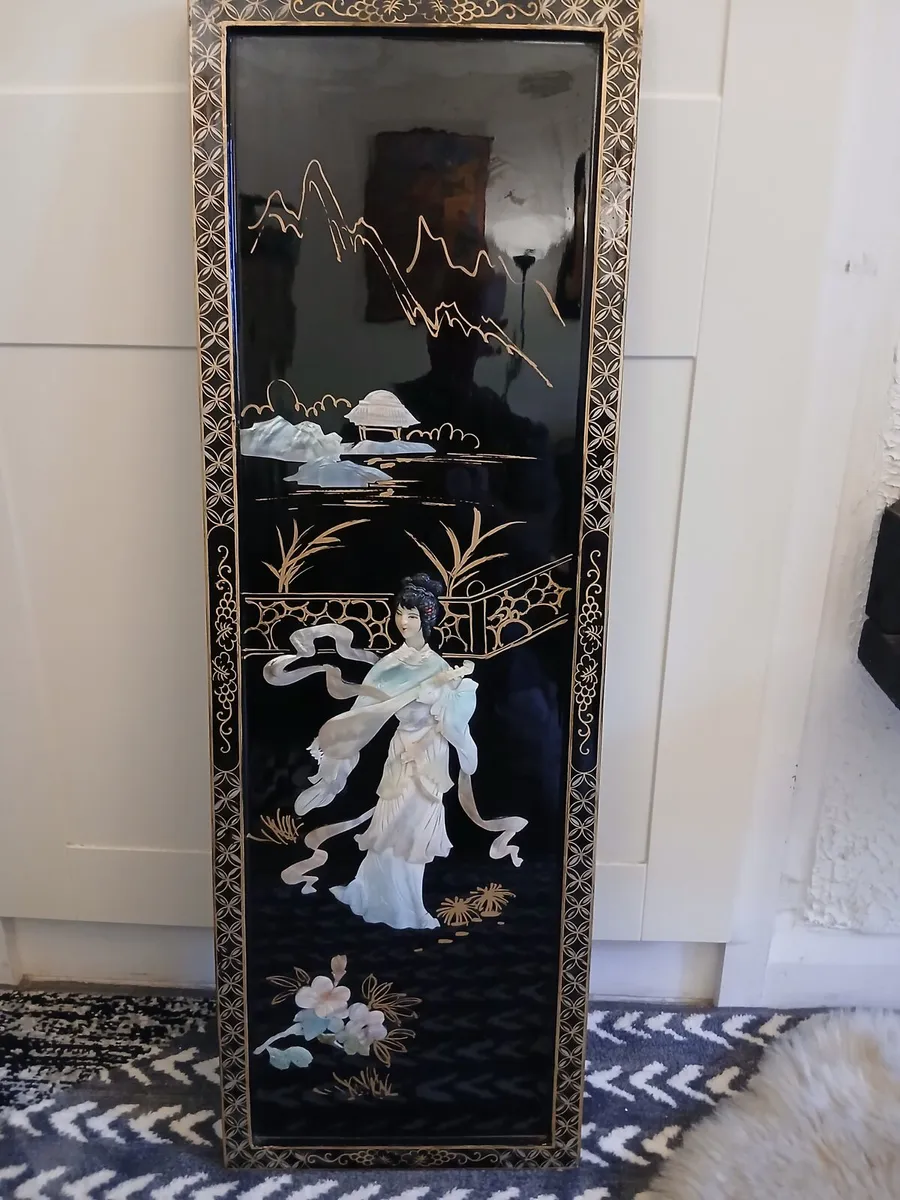 Mid Century Laquared Japanese Wall Panel. - Image 1