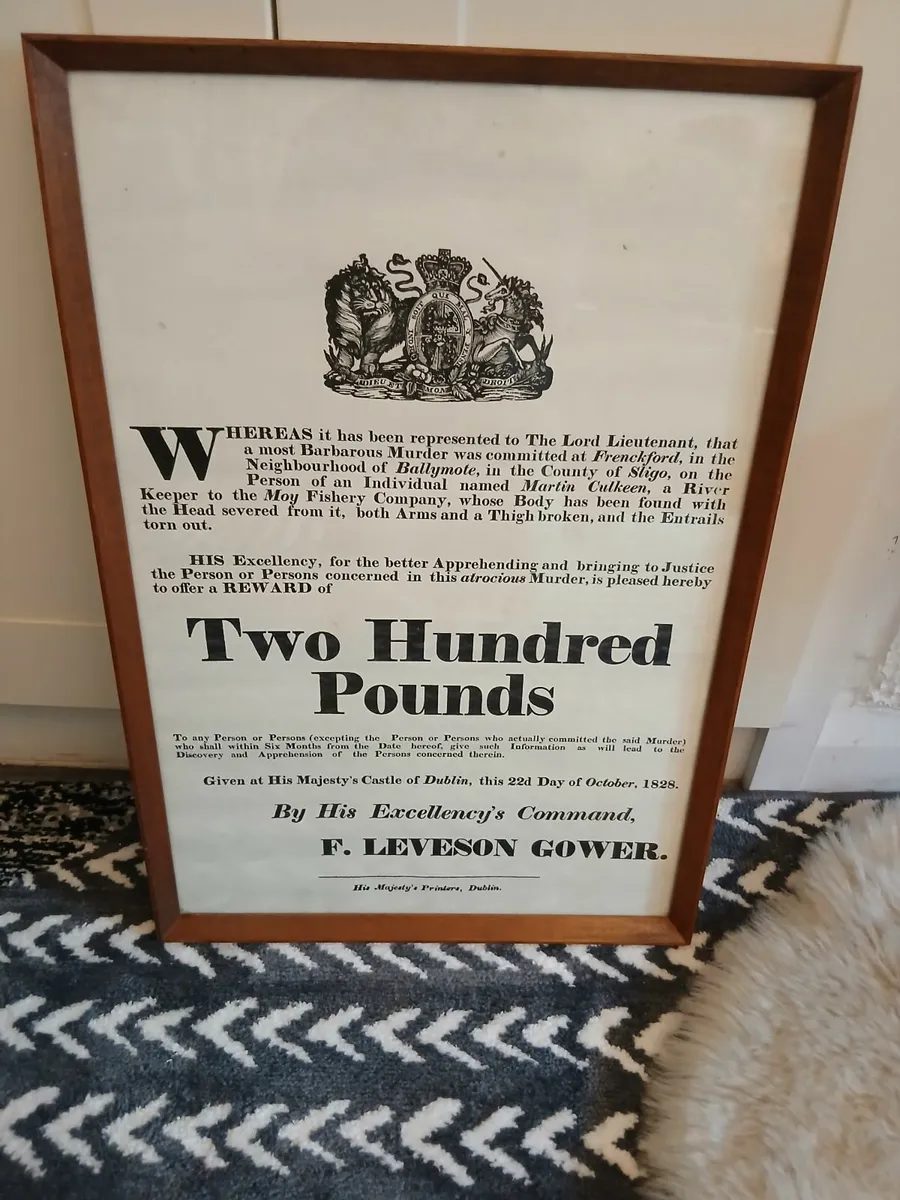 Vintage Proclamation of Reward. - Image 1
