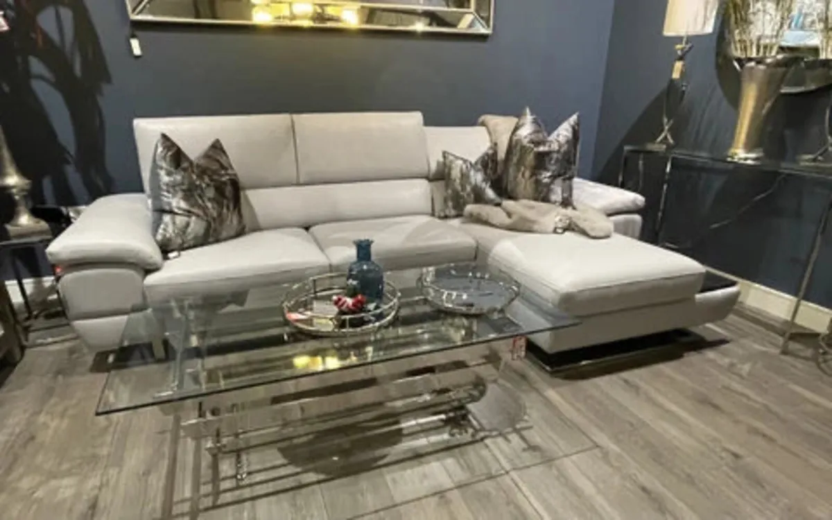 Leather corner sofas ex showroom half price - Image 1
