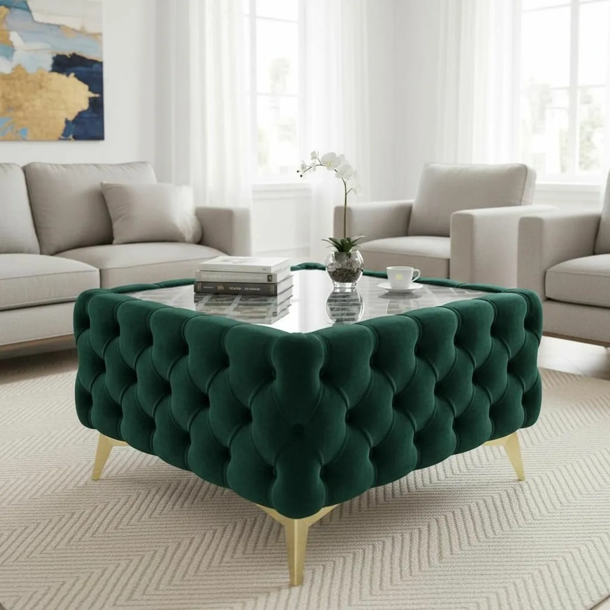 Chesterfield Coffee Table  Rectangle 83x63x45 - Image 3
