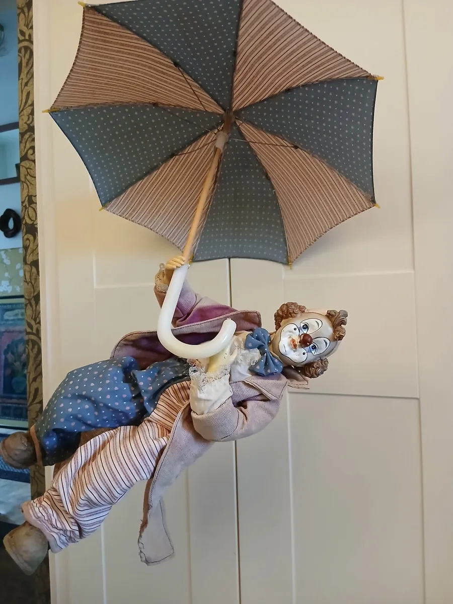 Vintage Hobo Clown & Umbrella. - Image 1