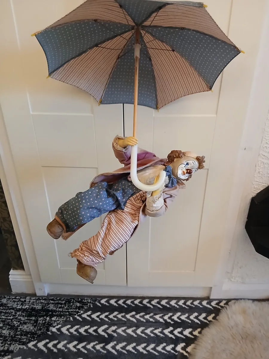 Vintage Hobo Clown & Umbrella. - Image 3