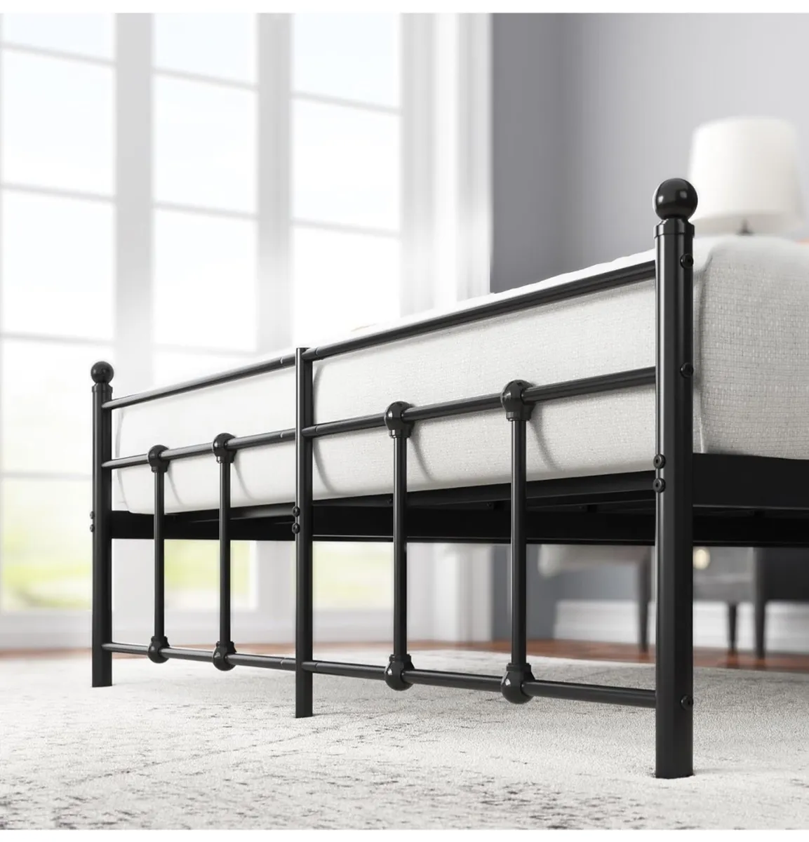 Double Bed Frame  135x190 cm Metal Platform with - Image 4