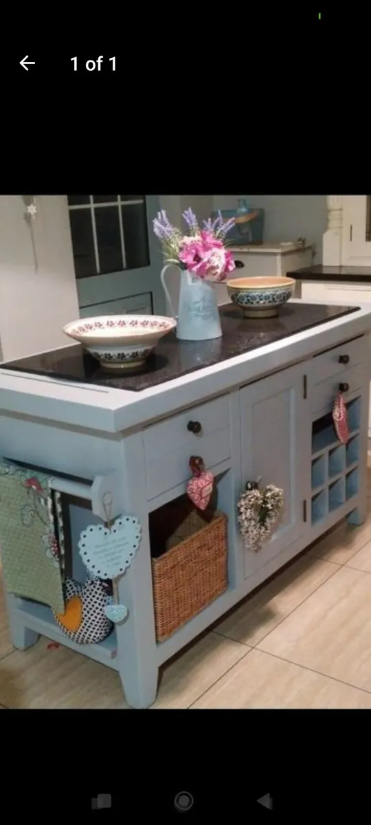 Solid kitchen island with granite top delivery arr - Image 1