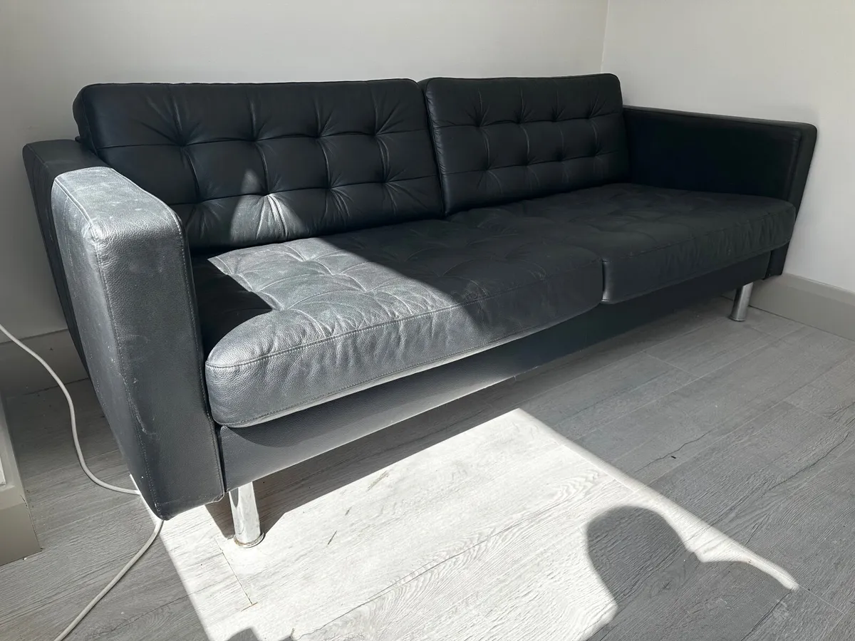 Leather sofa and desk - Image 1