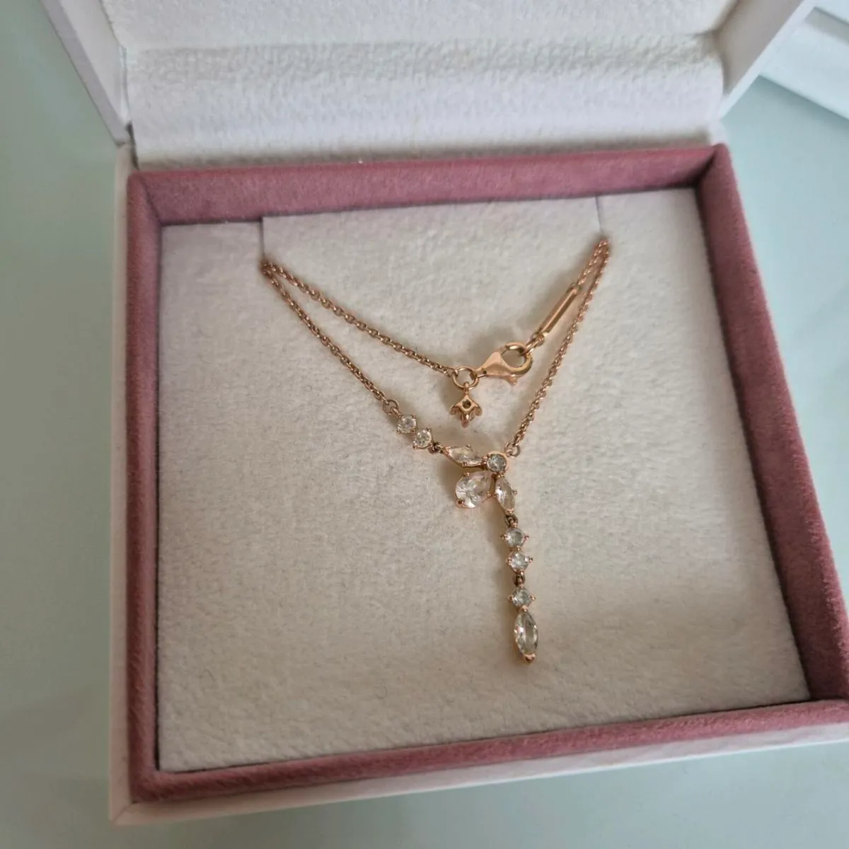 Pandora rose gold crystal drops ajustable necklace - Image 2