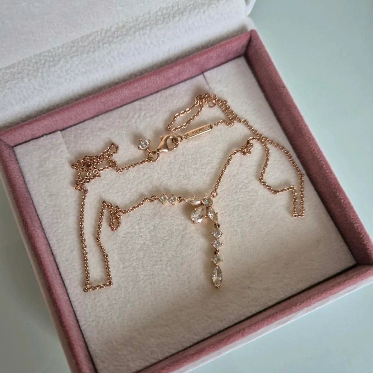 Pandora rose gold crystal drops ajustable necklace - Image 3