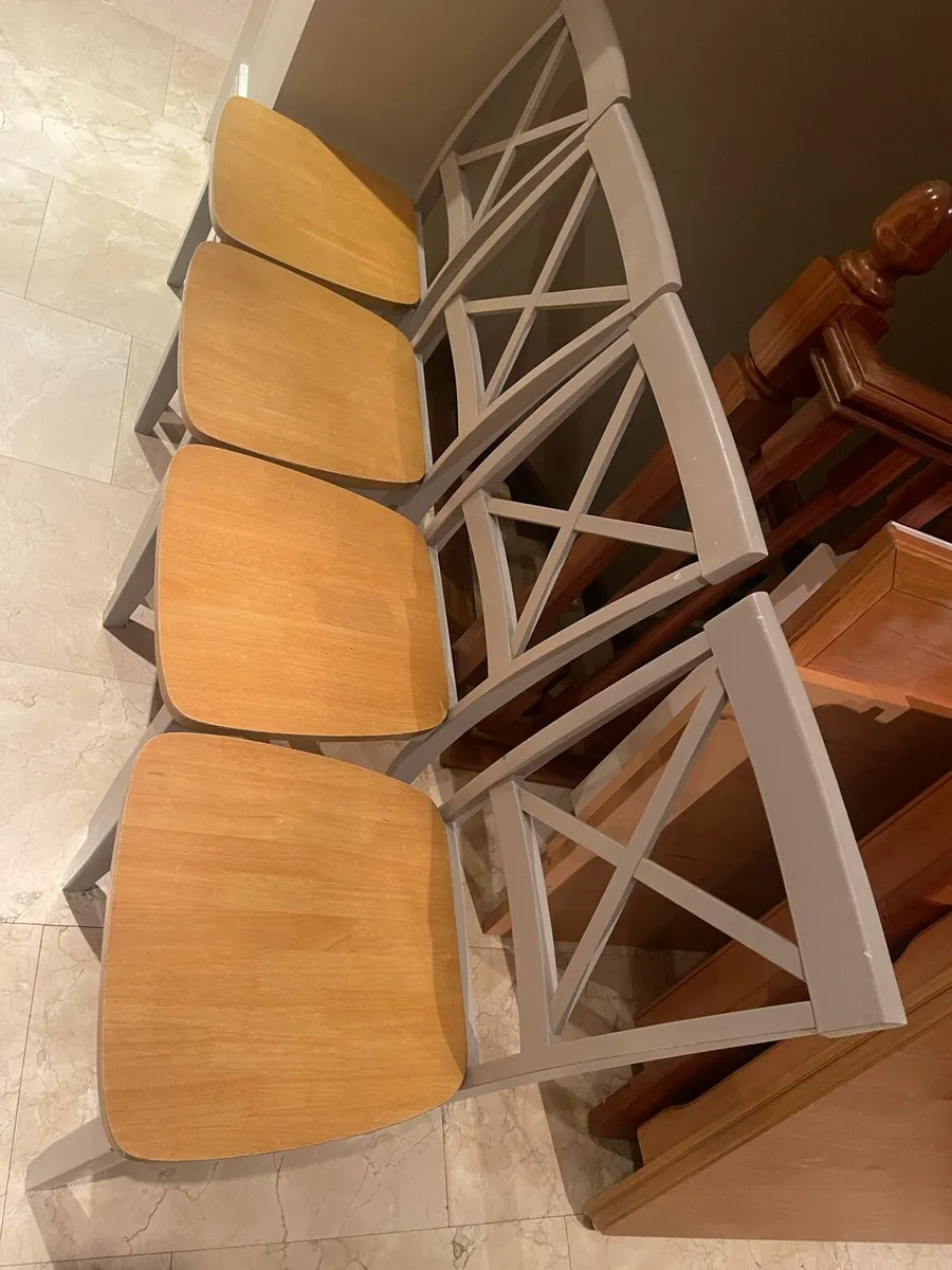 4 x Beautiful Grey Wooden Kitchen Dining Chairs - Image 2