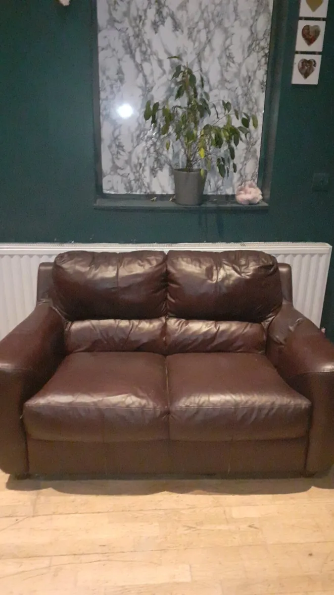 3 Seater and 2 seater Brown Leather Couches