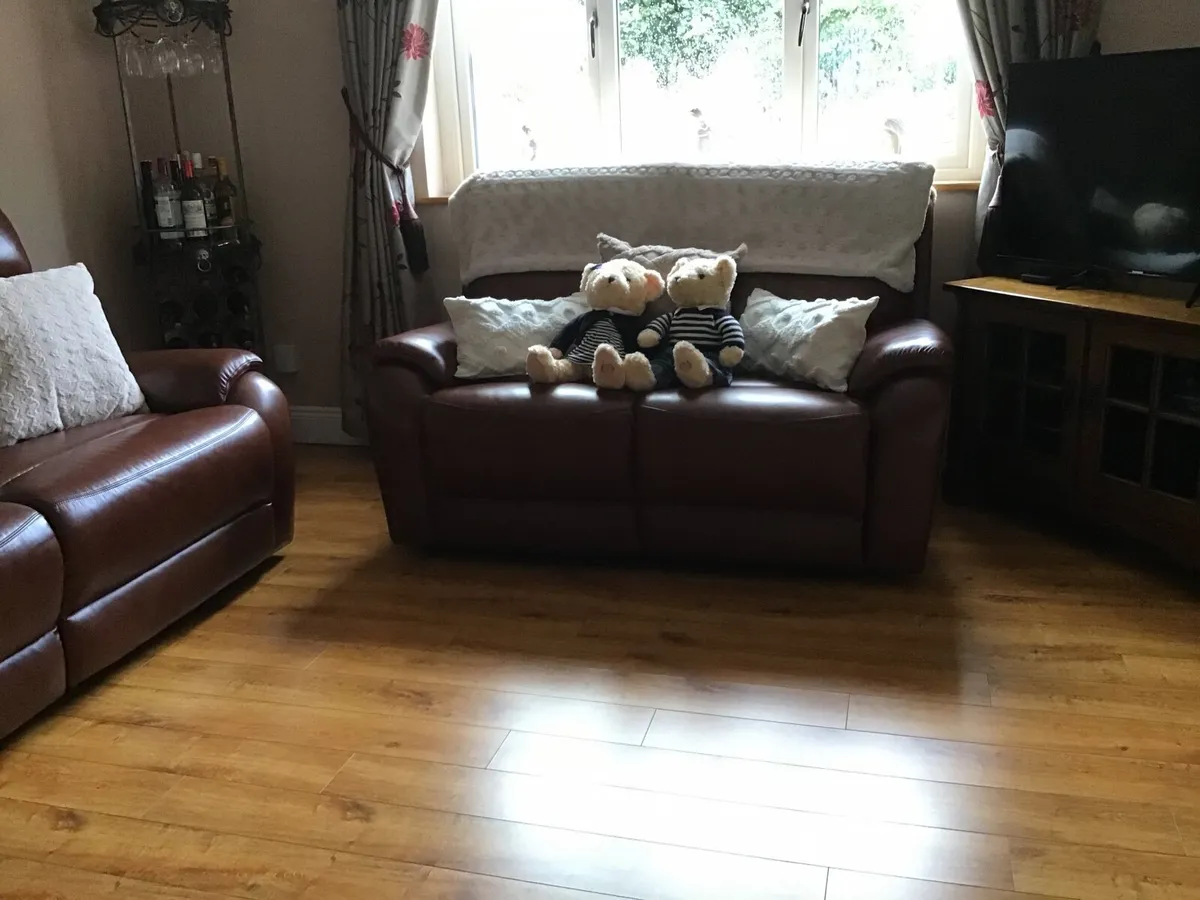 Beautiful soft Leather 3 and a 2 sofas - Image 4