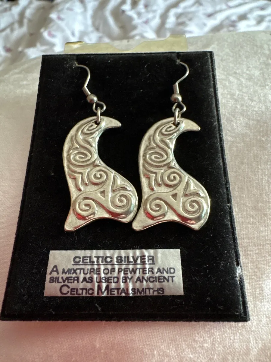 Celtic silver & pewter earrings - Image 1