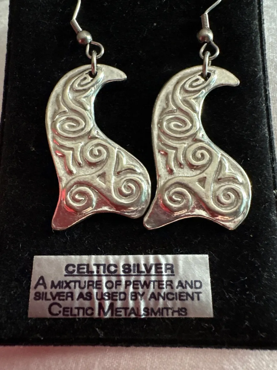 Celtic silver & pewter earrings - Image 2