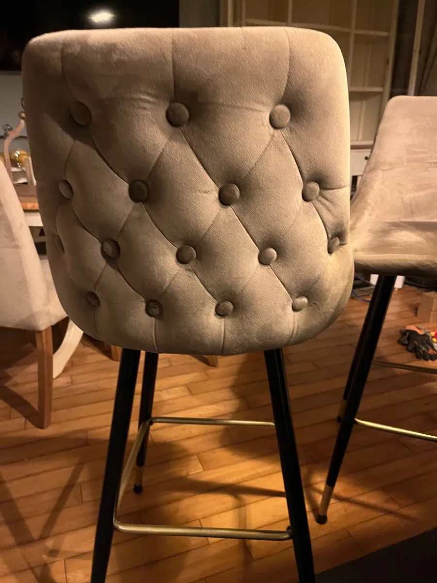 2 x velvet kitchen stools - Image 2