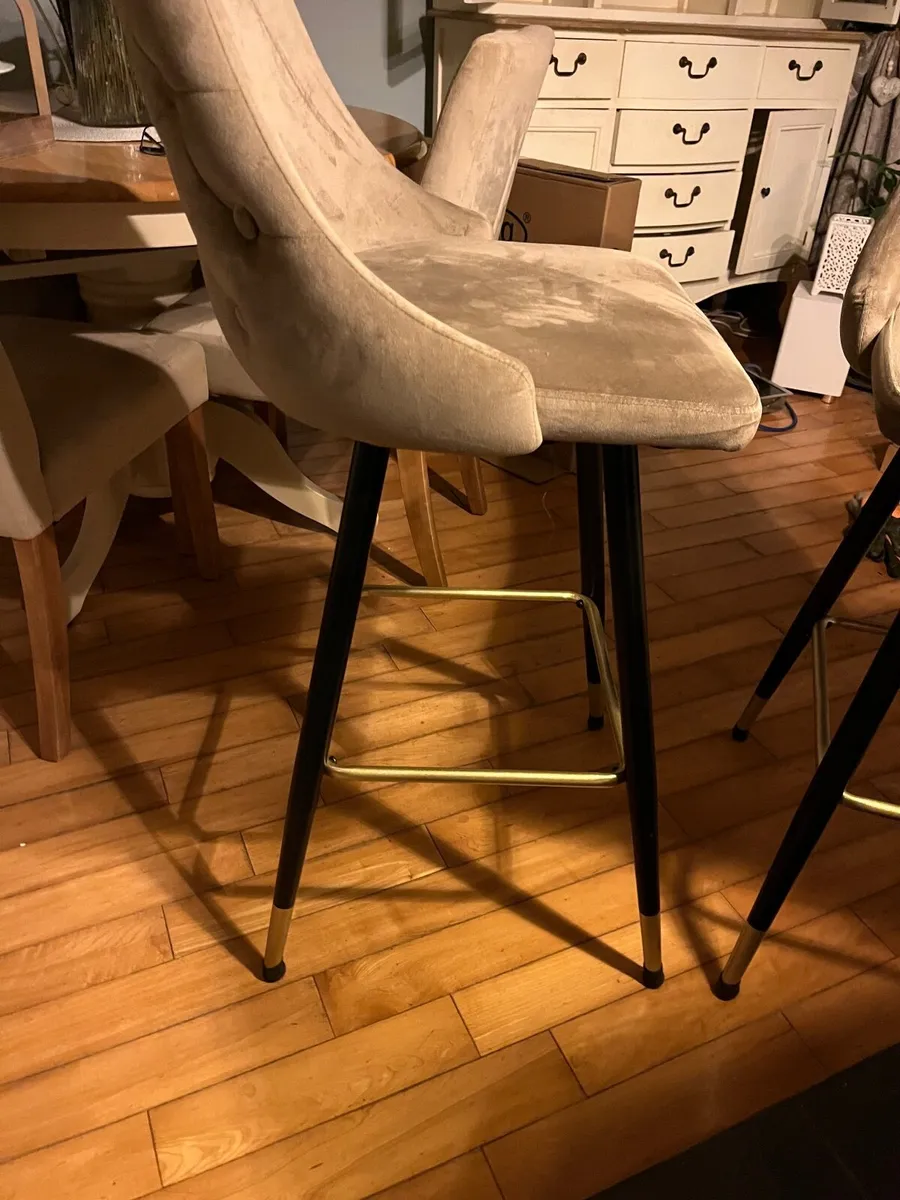 2 x velvet kitchen stools - Image 3