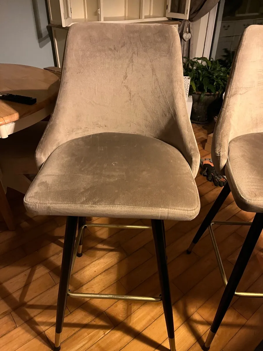 2 x velvet kitchen stools - Image 4