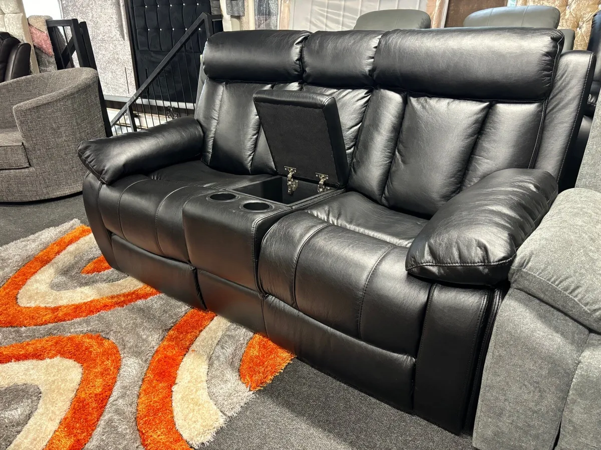 New 2 seater Black Leather Recliner Sofa - Image 2