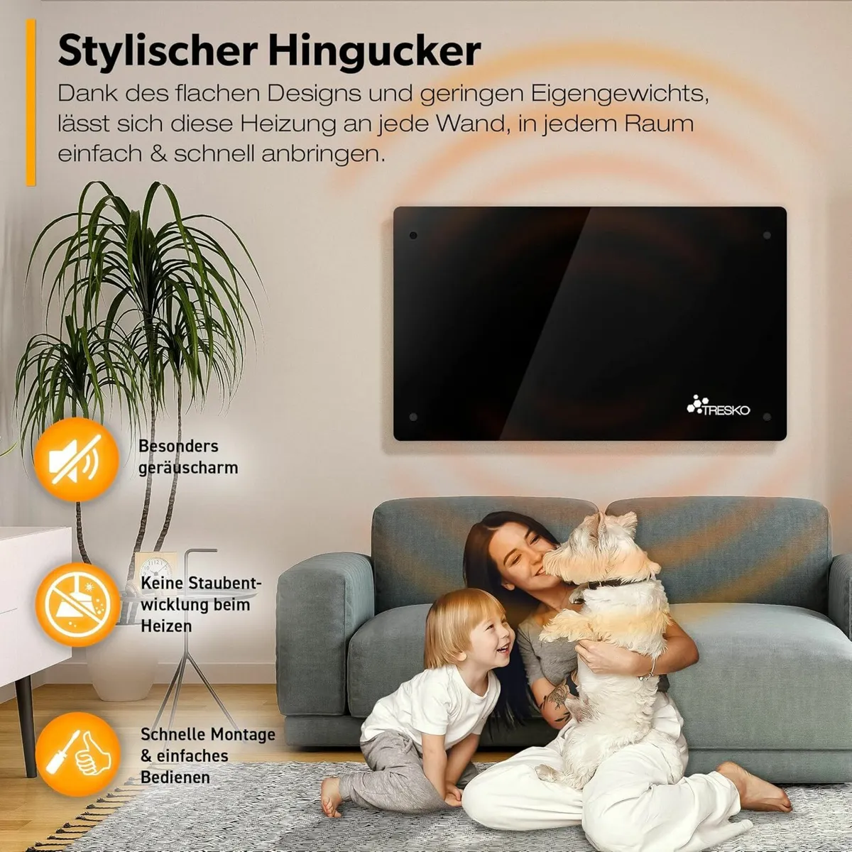 Electric Heater 2000W Flat Glass Panel Black or Wh - Image 4