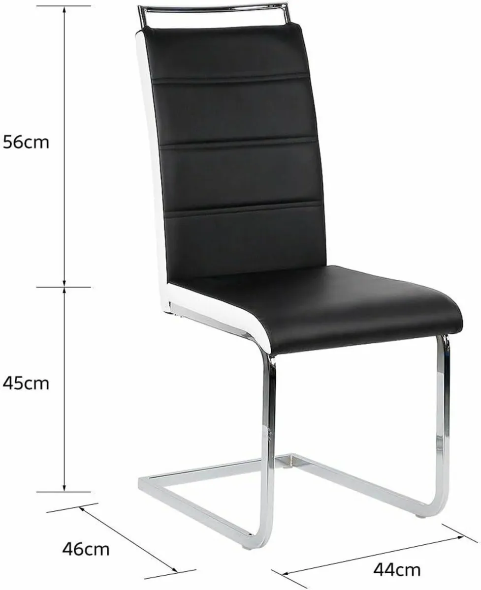 Set of 4 Dining Chairs Faux Leather with Chrome Le - Image 3