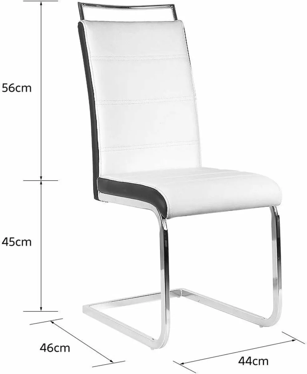 Set of 4 Dining Chairs Faux Leather with Chrome Le - Image 4