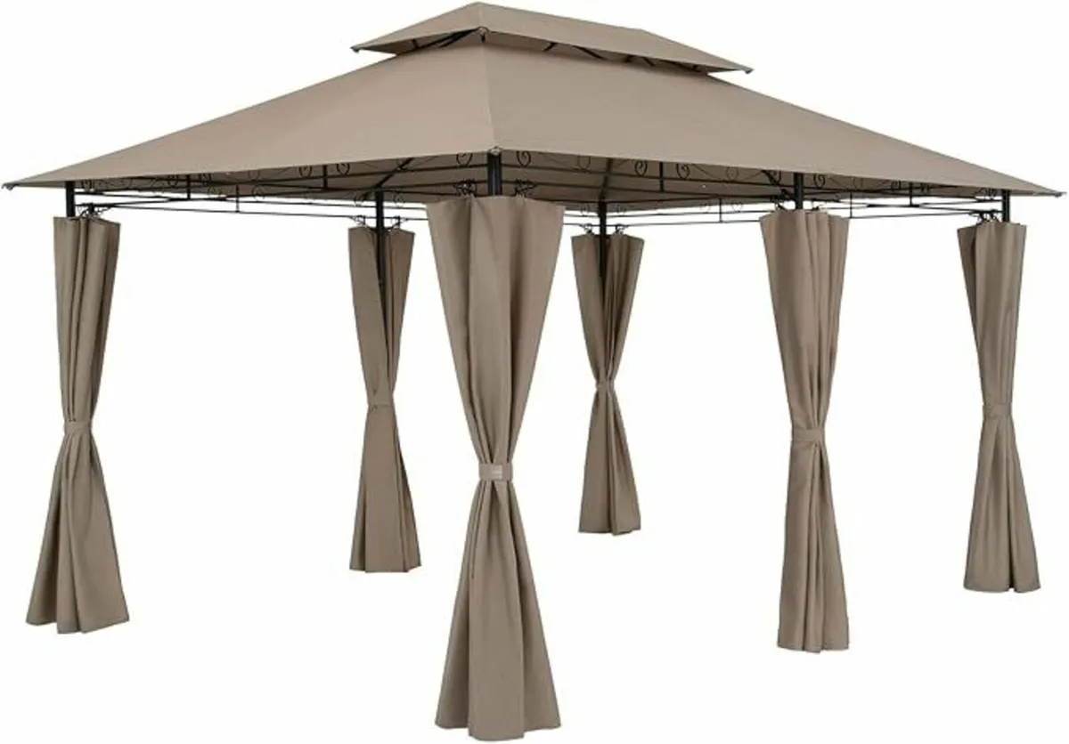 3x4m Garden Gazebo with Curtains – Water-Repellent - Image 2