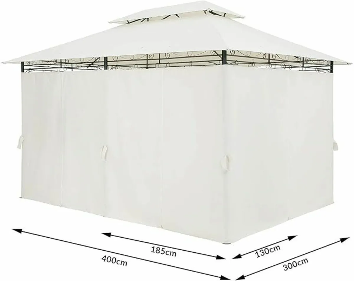 3x4m Garden Gazebo with Curtains – Water-Repellent - Image 4
